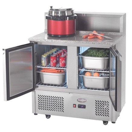 Mesón Refrigerado Saladette 300 Litros Cubierta Granito